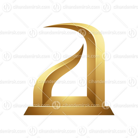 Golden Statuette-like Letter A Icon on a White Background