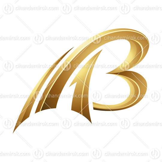 Golden Swooshing Letter B on a White Background