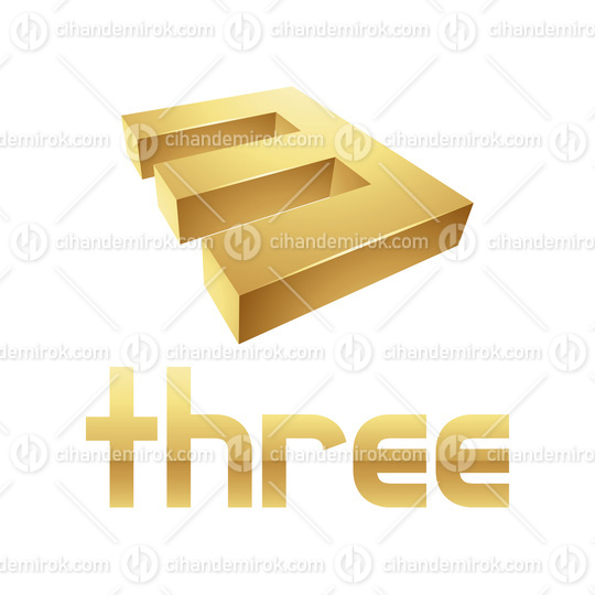 Golden Symbol for Number 3 on a White Background - Icon 4