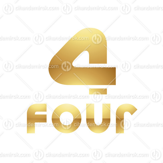 Golden Symbol for Number 4 on a White Background - Icon 1