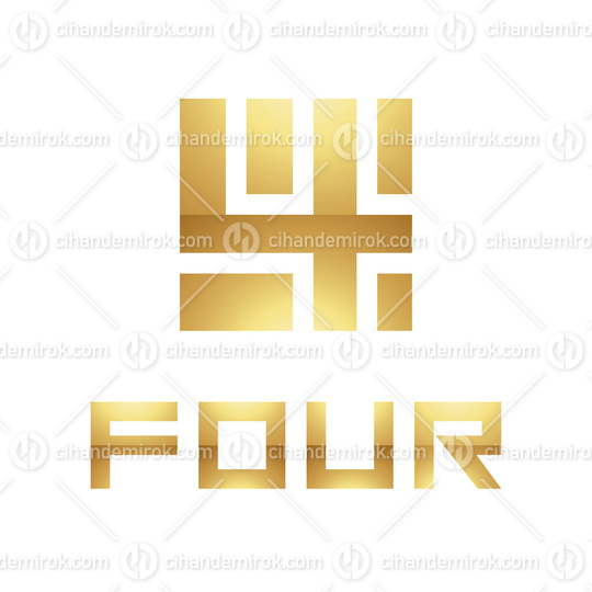 Golden Symbol for Number 4 on a White Background - Icon 6