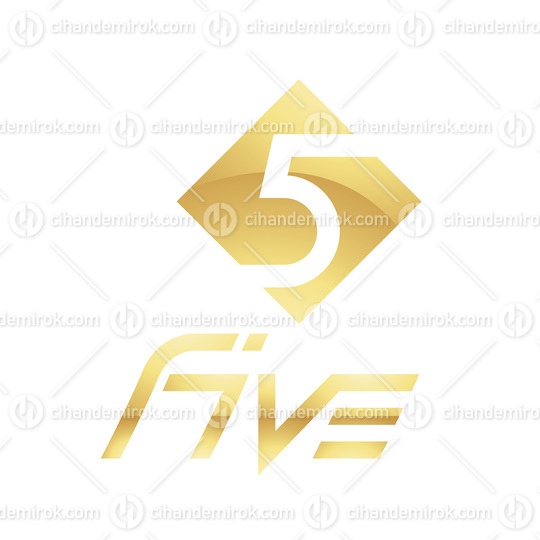 Golden Symbol for Number 5 on a White Background - Icon 7