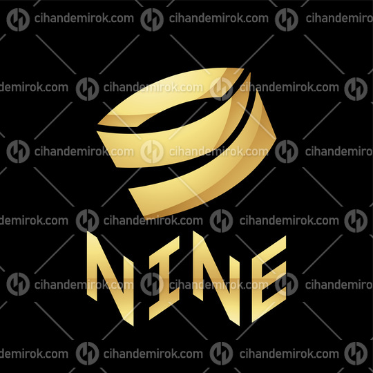 Golden Symbol for Number 9 on a Black Background - Icon 4