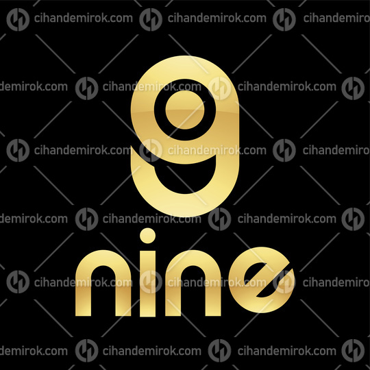 Golden Symbol for Number 9 on a Black Background - Icon 8