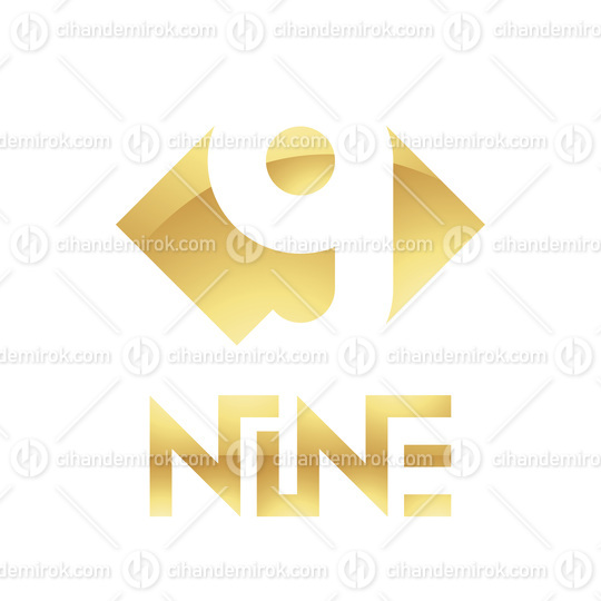 Golden Symbol for Number 9 on a White Background - Icon 1
