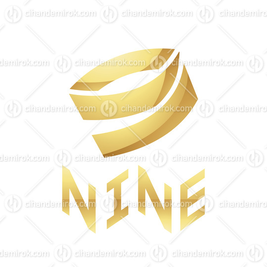 Golden Symbol for Number 9 on a White Background - Icon 4