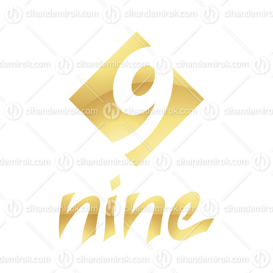 Golden Symbol for Number 9 on a White Background - Icon 6