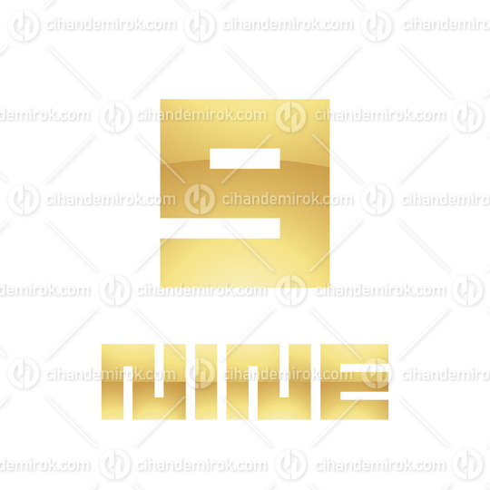 Golden Symbol for Number 9 on a White Background - Icon 9