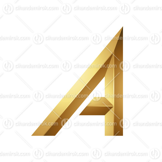 Golden Triangular Letter A on a White Background