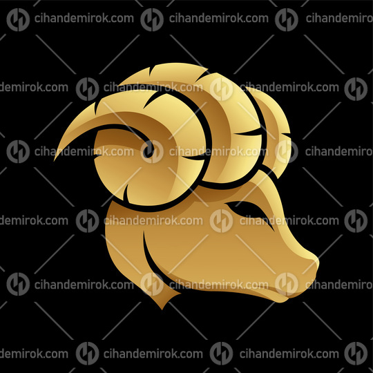 Golden Zodiac Sign Aries on a Black Background