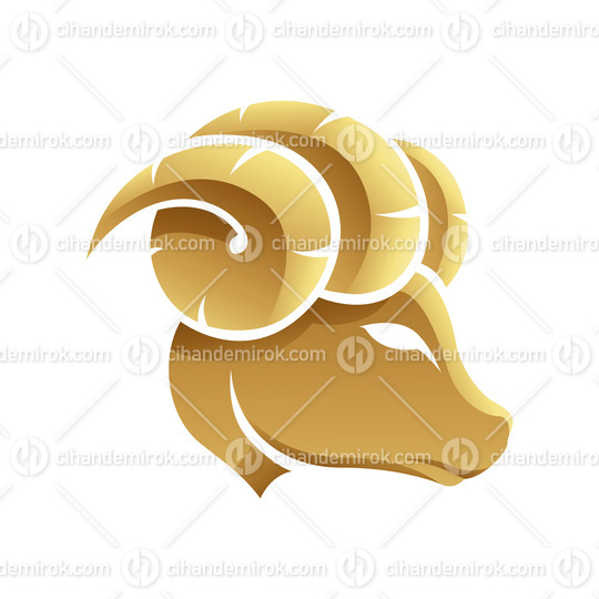 Golden Zodiac Sign Aries on a White Background