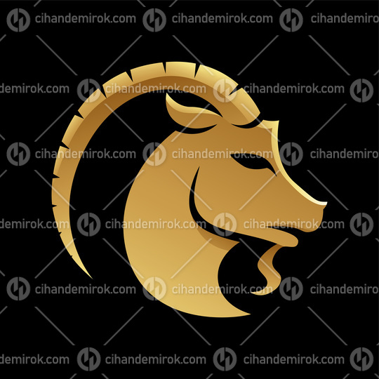 Golden Zodiac Sign Capricorn on a Black Background