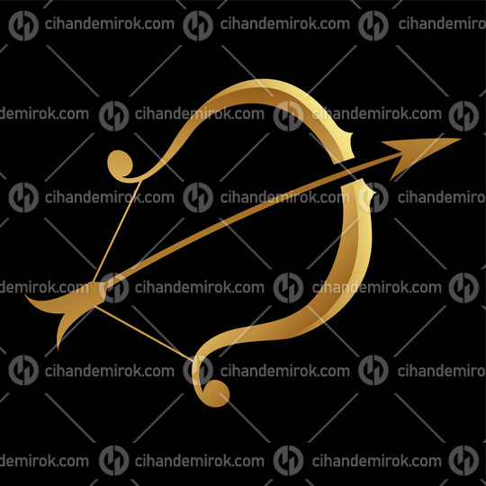Golden Zodiac Sign Sagittarius on a Black Background