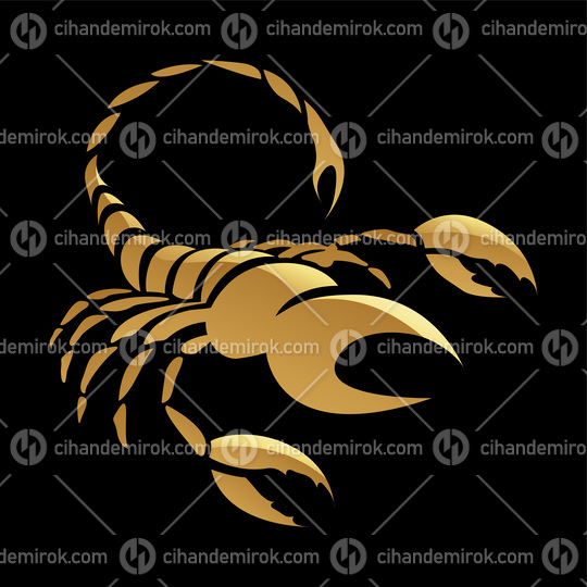 Golden Zodiac Sign Scorpio on a Black Background