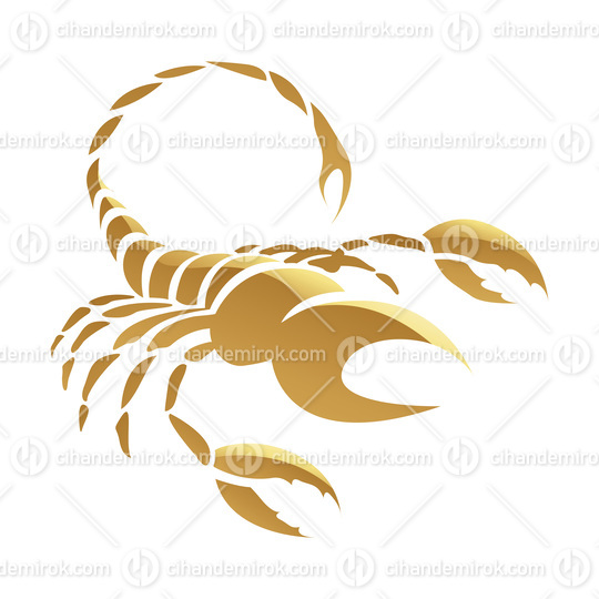 Golden Zodiac Sign Scorpio on a White Background