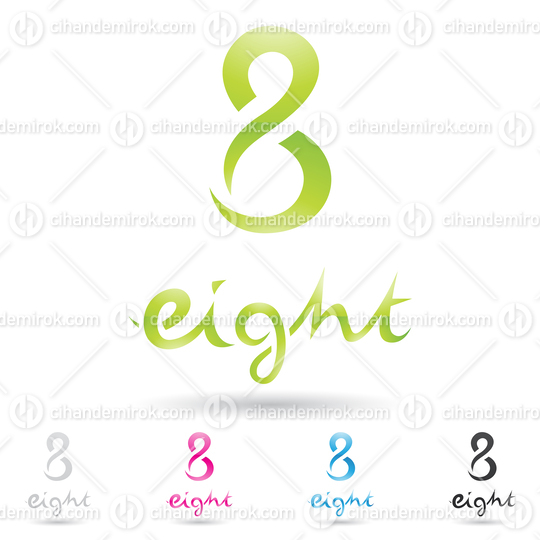 Green Abstract Curvy Logo Icon of Number 8