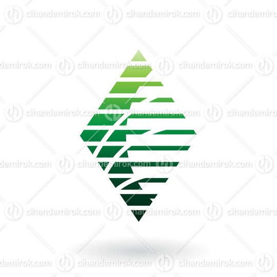 Green Abstract Diamond Shape with Thin and Thick Horizontal Stripes