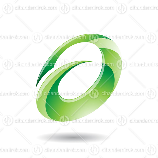 Green Abstract Glossy Round Spiky Icon for Lowercase Letter A