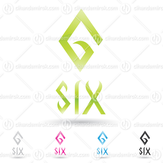 Green Abstract Logo Icon of Spiky Diamond Number 6