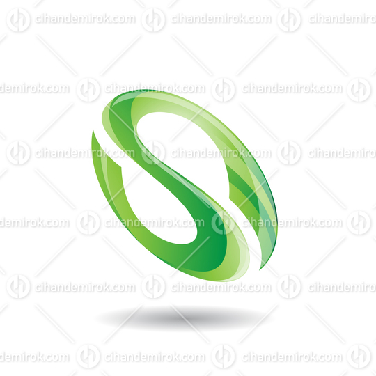 Green Abstract Oval Curvy Letter S Icon