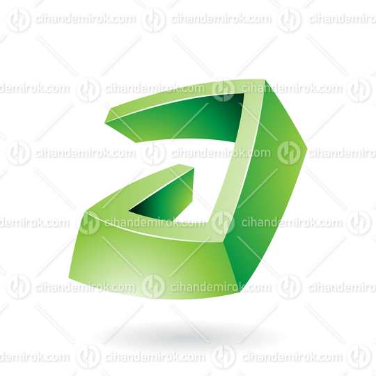 Green Abstract Shiny Non Symmetrical Lowercase Letter A