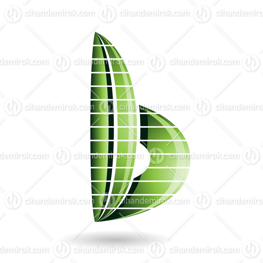Green Abstract Skyscraper Shaped Striped Letter B Icon
