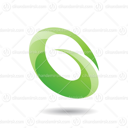 Green Abstract Spiky Oval Icon for Letter G Q or O
