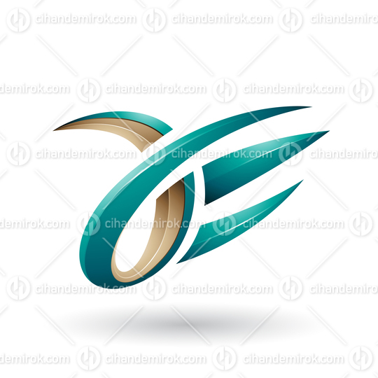 Green and Beige 3d Claw Shaped Letter A and E Vector Illustration