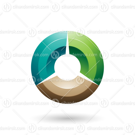 Green and Beige Glossy Shaded Circle Vector Illustration