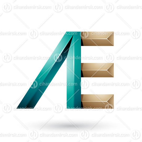 Green and Beige Pyramid Like Dual Letters of A and E