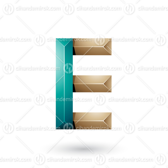 Green and Beige Pyramid Like Geometrical Letter E 