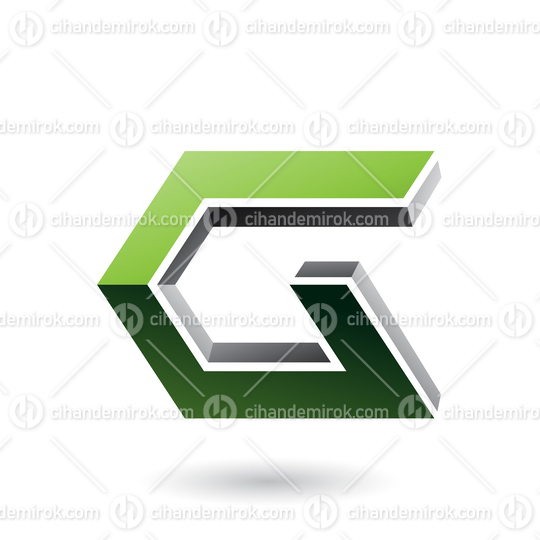Green and Black 3d Angled Icon for Letter G Vector Illustration