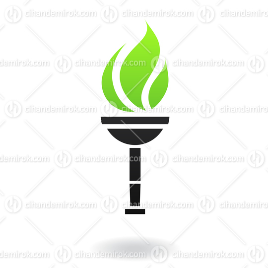 Green and Black Ancient Torch Icon