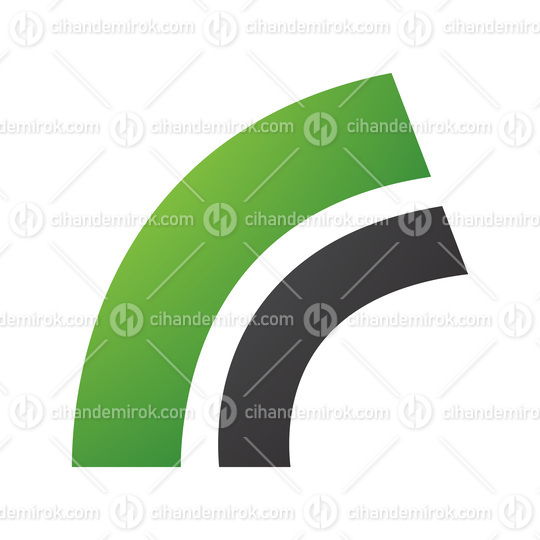Green and Black Arc Shaped Letter R Icon