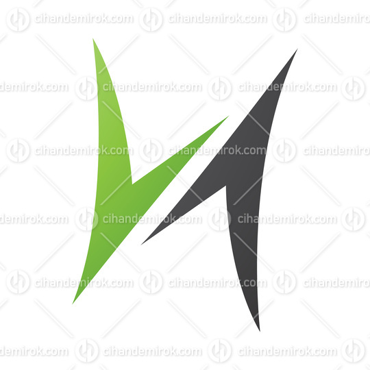 Green and Black Arrow Shaped Letter H Icon