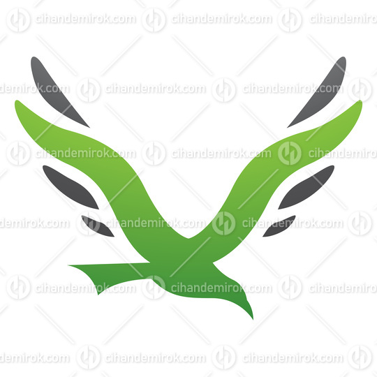 Green and Black Bird Shaped Letter V Icon