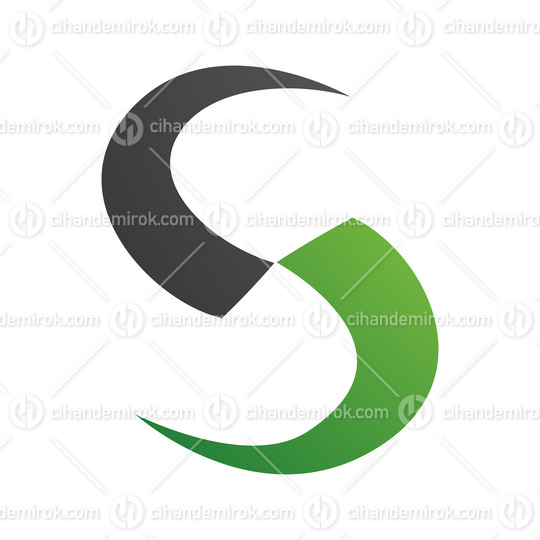 Green and Black Blade Shaped Letter S Icon