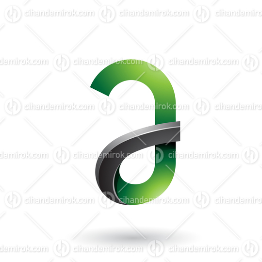 Green and Black Bold Curvy Letter A Vector Illustration