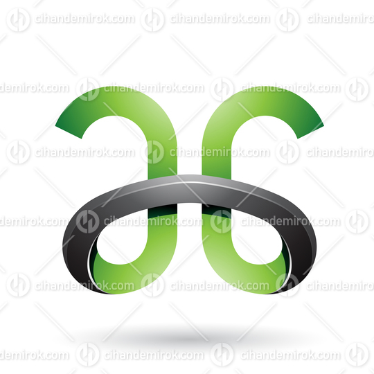 Green and Black Bold Curvy Letters A and G Vector Illustration