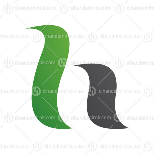 Green and Black Calligraphic Letter H Icon