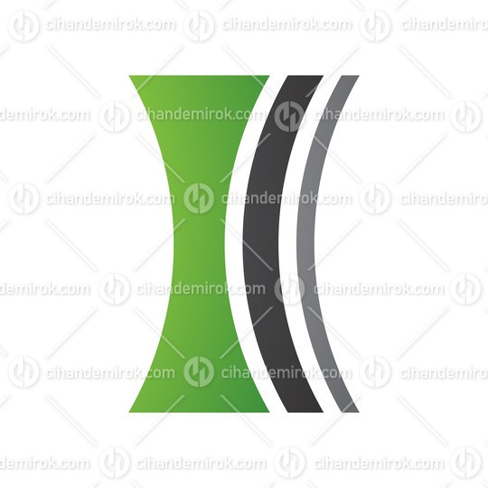 Green and Black Concave Lens Shaped Letter I Icon