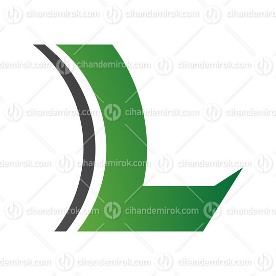 Green and Black Concave Lens Shaped Letter L Icon