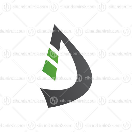 Green and Black Curved Strip Shaped Letter D Icon