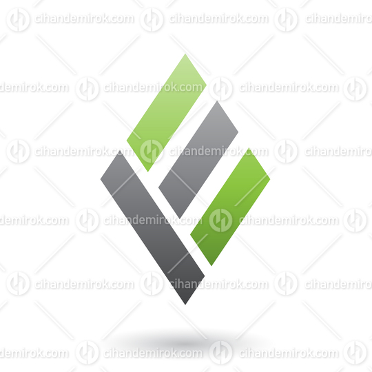 Green and Black Diamond Shaped Letter E Vector Illustration