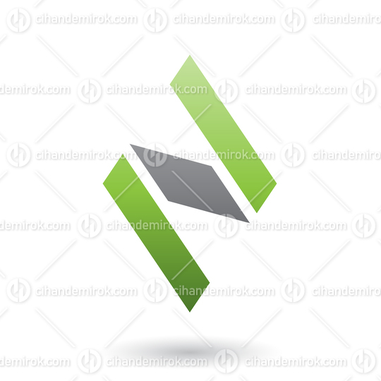 Green and Black Diamond Shaped Letter N Vector Illustration