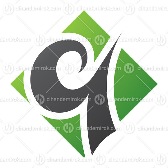 Green and Black Diamond Shaped Letter Q Icon