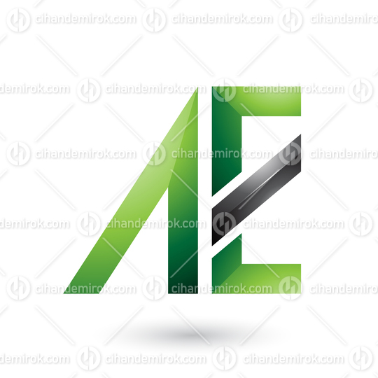 Green and Black Geometrical Dual Letters of A and E