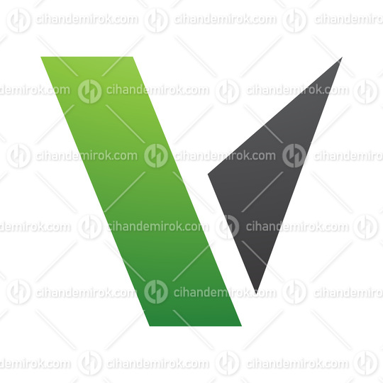 Green and Black Geometrical Shaped Letter V Icon