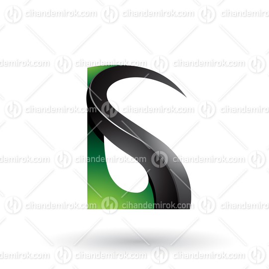 Green and Black Glossy Curvy Embossed Letter G