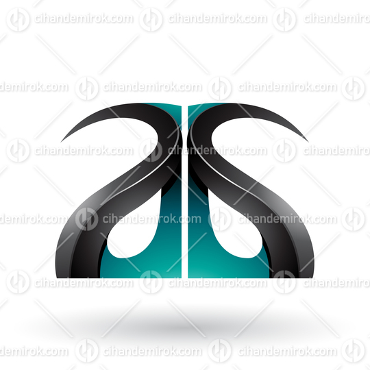 Green and Black Glossy Curvy Embossed Letters A and G